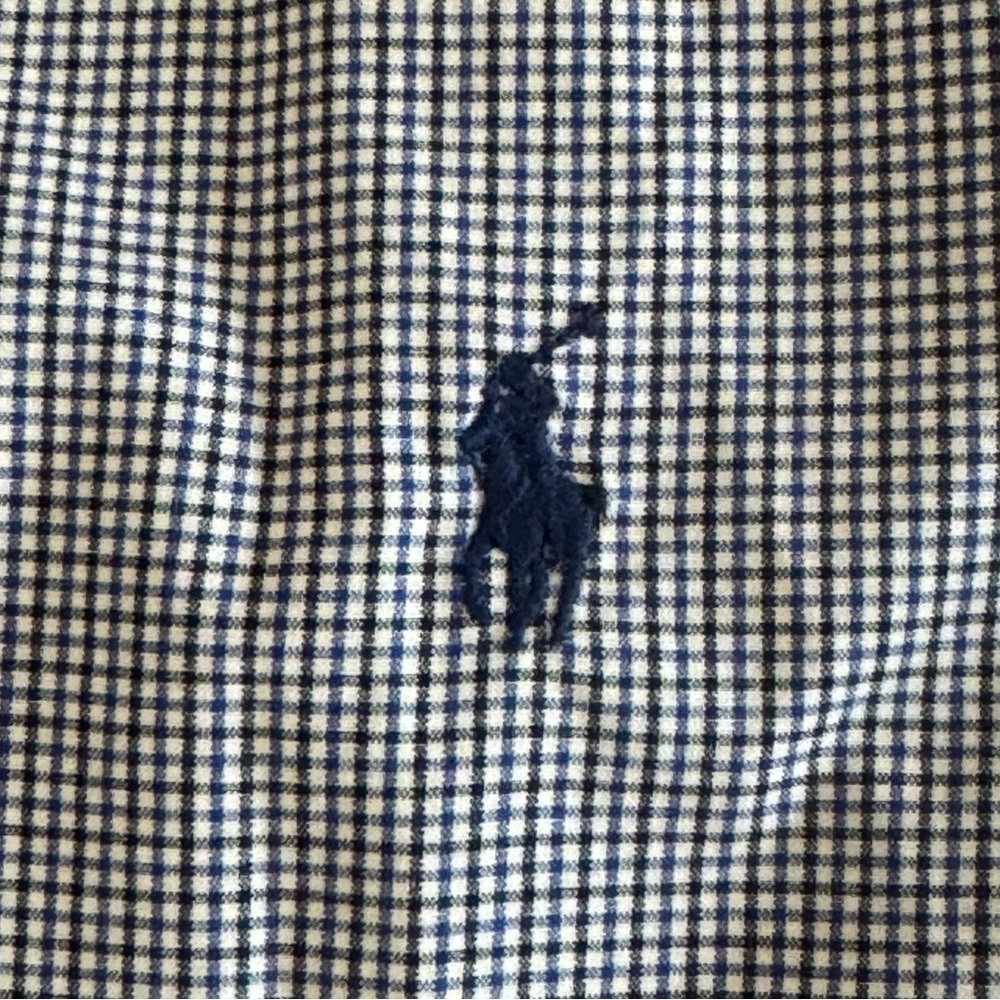 Ralph Lauren Men’s Slim Fit Shirt 18 34/35 Blue Gingham Embroidered Blue Pony - Picture 3 of 4